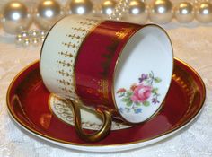 crown devon red & gold demitasse (coffee) cup & crown devon red & gold demitasse (coffee) cup &