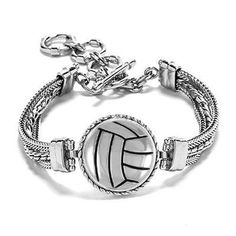 8 Silvertone Large Volleyball Friends Infinity Toggle Chain Bracelet
