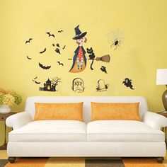Bat And Sorceress Wall Sticker Theme Bat And Sorceress Wall Sticker Theme Waterproof Removeable