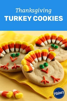 Refrigerated sugar cookies make the perfect canvas for holiday decorating. Keep little fingers busy with these fun and festive turkey cookies! Snacks, Thanksgiving Crafts, Thanksgiving Recipes, Thanksgiving, Halloween, Thanksgiving Turkey Cookies