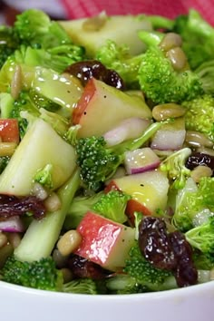 Bacon, Apple Broccoli Salad, Broccoli Salad With Raisins, Broccoli Salads, Broccoli Salad, Broccoli Salad Recipe, Healthy Broccoli Salad