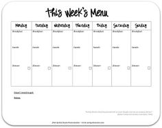blank meal calendar