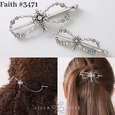 Red Berry Hair Clips for Women Modern Minimal Style Set of Three Silver Bobby Pins