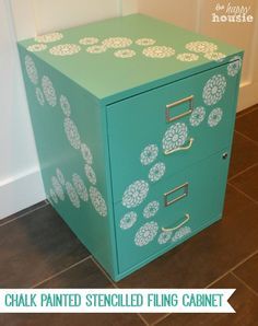 transformation old steel file cabinet and remaindered wallpaper 3