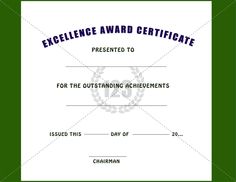 certificate of excellent