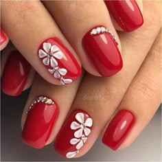 Adorable Nail Art Design Ideas It S All About Nails Pinterest Spring Flowers Against Red Background