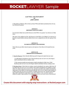last will free last will and testament form document sample