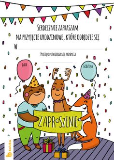 Zaproszenie Urodzinowe Do Wydruku Z Misiem W Czapeczce Urodzinowej