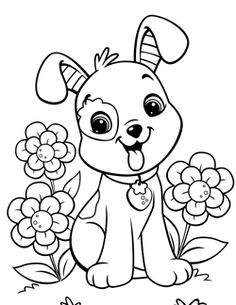 Cartoon Puppy coloring page for kids, animal coloring pages ... Cartoon Puppy coloring page for kids, animal coloring pages ...