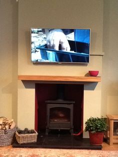 13 Best Oak Mantel Images On Pinterest Fire Places Fireplace Set Like The Oak Mantel And Coloured Recess His Brand New Floating Shelf