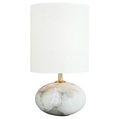 Alabaster Orb Table Lamp, White/Stone