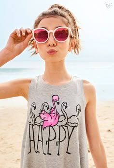 Design By Humans Scenic flamingo painted summer art Girls Youth Graphic T Shirt