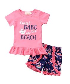 Newborn Baby Girls 2 Piece Clothing Outfit Dress Hat Set Novelty Beach Summer