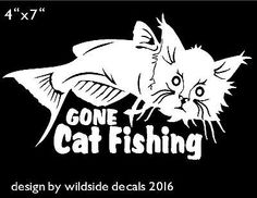 fishing nut style b vinyl decal window or bumper sticker funny humor cat fish