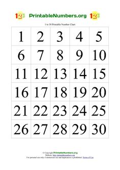 Wild image inside printable number chart 1 20 Persnickety image with printable number chart 1 20