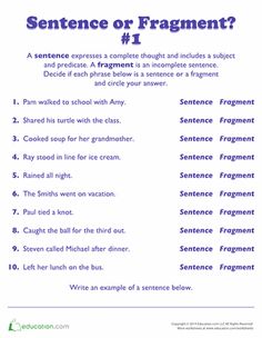 sentence and fragment