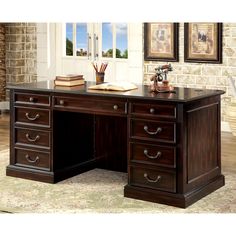 This Traditionally Styled Ethan Executive Desk Is An Ergonomic And Furniture Of America Grantworth Dark Cherry Executive Desk