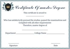 fake masters degree template