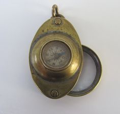 Brass Antique Compass Flip Out Magnifying Glass Vintage Magnifier Marine
