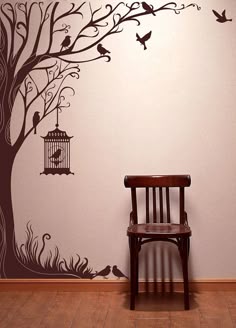 Home Decor Ancient Lamp Cats And Birds Wall Sticker Mural Tree Decal Wall Stickers Nature Decals Home Inch Tall Autumn Type B