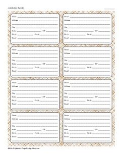 printable address book pages