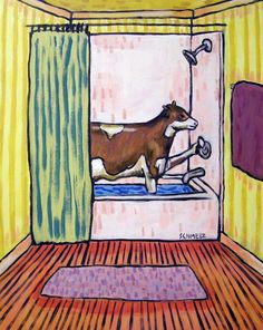 CHICKEN art PRINT farm animals 11x14 impressionism bathroom gift