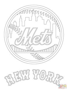 new york mets coloring page of baseball team logo at yescoloring