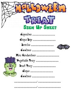 class party sign up sheet