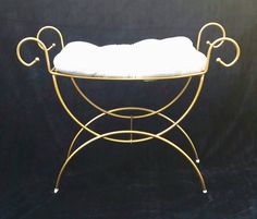 Vintage Vanity Stool, Hollywood Regency,Vanity Chair, Gold Metal ... Vintage Vanity Stool, Hollywood Regency,Vanity Chair, Gold Metal ...