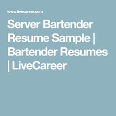 bartender resumes