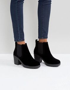 GoodLock Women Fashion High Heel Boots Casual Winter Solid Color Suede Zipper Boots Round Toe Shoes
