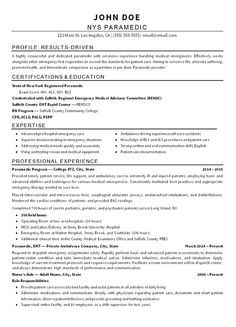 emt paramedic resume example resume examples pinterest resume