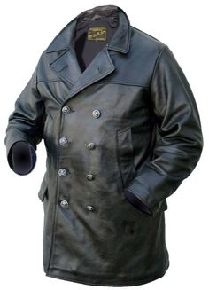 German Submariner WW2 Vintage Men/'s Cowhide Black Leather Jacket//Coat BWNT