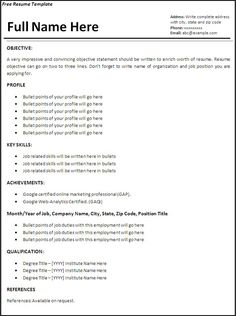 printable examples of resumes