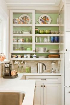 Paint Inside Of Cabinets Fun Bright Color Kitchen Ideas Traditional Kitchen By Renewal Design Build I Love The Green Paint Inside White Cabinetry With Gl Fronts Try Paper Inserts To Line Back Of Our