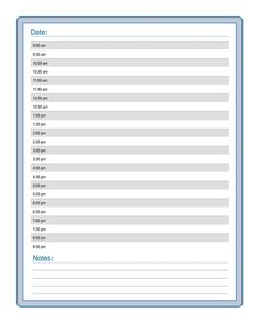 blank daily schedule template