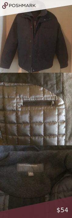 Perry Ellis Mens 28-Inch Wool-Blend Zip-Front Open-Bottom Jacket