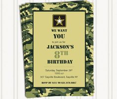 camo party invitations