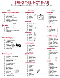 list for traveling