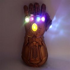 Iron Man Infinity Glove with 6 Removeable LED Stones Halloween Costume Toy for Kids Gold Jacos Infinity Gauntlet