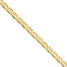 10k Yellow Gold Polished 3.2mm Flat Beveled Curb Link Chain Bracelet 7-24