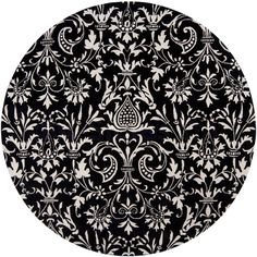 17 Best Round Rugs Images On Pinterest Tapis De Patio And Natura Winter White Jet Black Round Rug In Victorian Pattern Rugs Nat7042 8rd 0