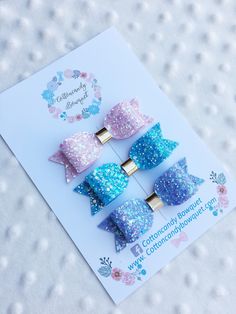 Girls Handmade elegant black and silver mirror glitter 4/" bow hair clip
