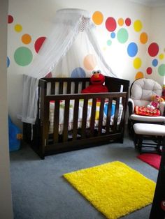 114 Best Sesame Street Nursery Inspiration Images On Pinterest Baby Nursery Love The Colourful Circles On Wall I Would Only Use A Primary Color Nurserynursery Neutralsesame Street Roomtoddler