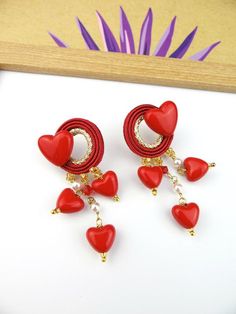 en Caja 925 Ganchos De Plata Hermosa pendientes con jaspe rojo 9 gramos 4.5 Cm Largo