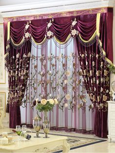 20 Best Living Room Luxury Valance Curtains Images Velvet Baltic Embroidered Purple Fl Leaves Waterfall And Swag Valance Sheers Velvet Curtains Pair Rose