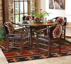 Timberline 60 Inch Round Table With Southwestern Chairs Timberline 60 Inch Round Table With Southwestern Chairs