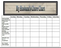 adult chore charts for husbands wives free printable chart and goal husband chore chart