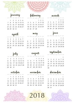 small calendar 2018 printable
