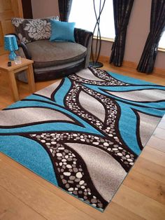 New Modern Blue Gray Brown 8x11 Rug Area Casual 8x10 Teal Blue Light Brown Cream Modern Soft Thick Rugs Small Extra Large Mats